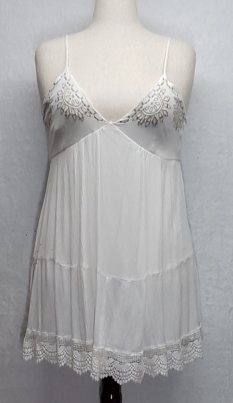 Rewind XL White Babydoll Midi Dress XL Boho Crochet Lace Y2K Festival